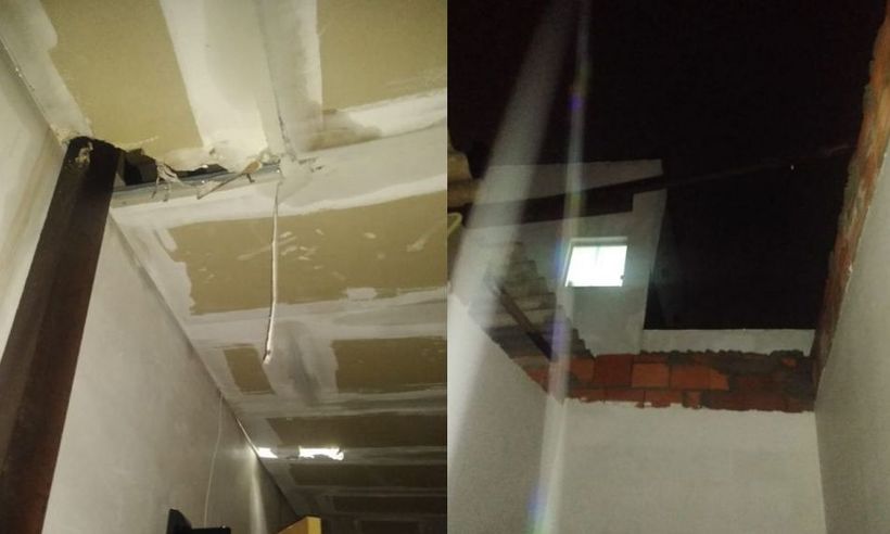 Telhado de casa cai durante chuva na Grande BH - Divulgação/Defesa Civil de Contagem
