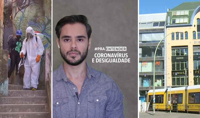Vídeo: Coronavírus mostra que desigualdade social é problema de todos - Montagem com fotos de AFP e Estado de Minas