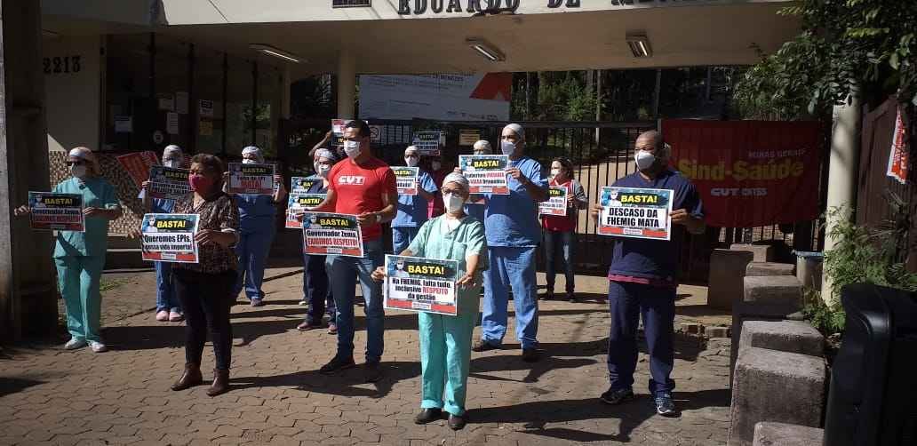 COVID-19: Enfermeiros protestam por melhores condições de trabalho - Sind-Saúde/Divulgação