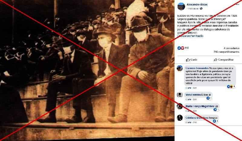 Checamos: Imagem de torcedores assistindo a jogo durante gripe espanhola foi nos EUA, não no Brasil