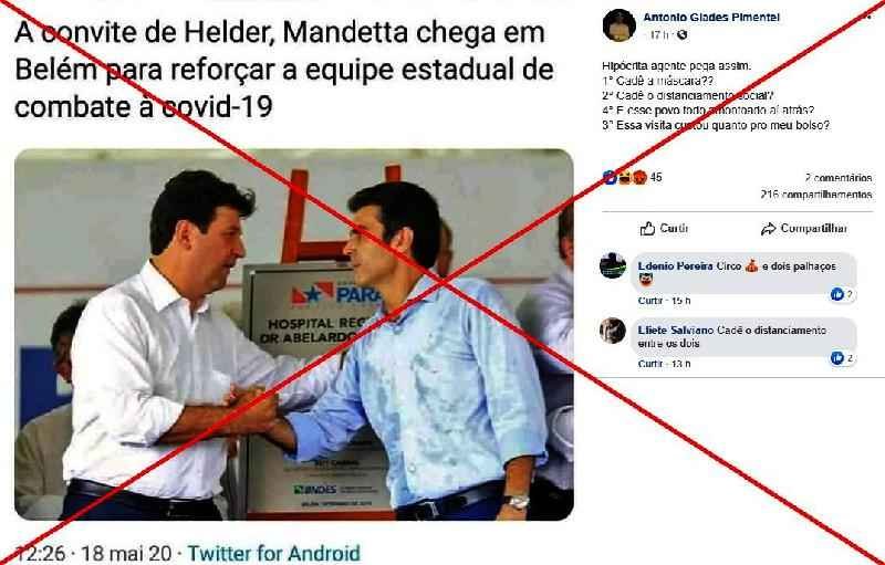 Checamos: Foto de ex-ministro da Saúde e do governador do Pará sem máscara é anterior à COVID-19