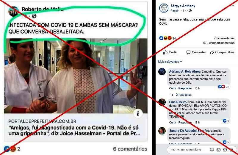 Imagem de Joice Hasselmann sem máscara foi tirada antes do diagnóstico de COVID-19