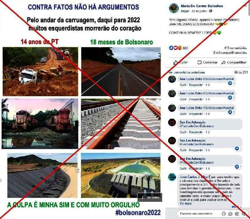 Checamos: imagens mostrando obras públicas não foram concluídas no governo Bolsonaro