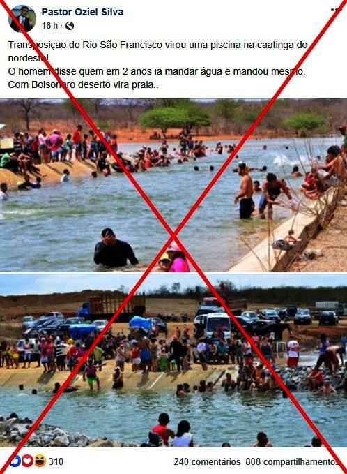 Checamos: Imagens de pessoas nadando em canal de transposição do rio São Francisco são de 2017 