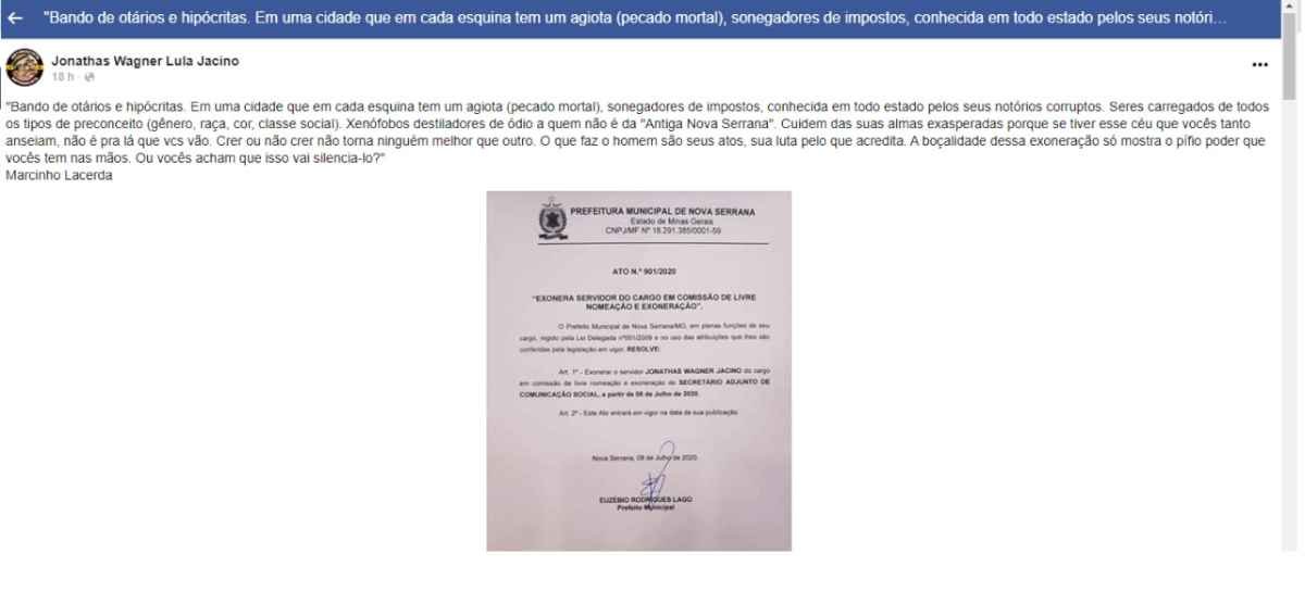 Secretário-adjunto que disse que faria festa se Bolsonaro morresse é exonerado - Facebook/Reprodução