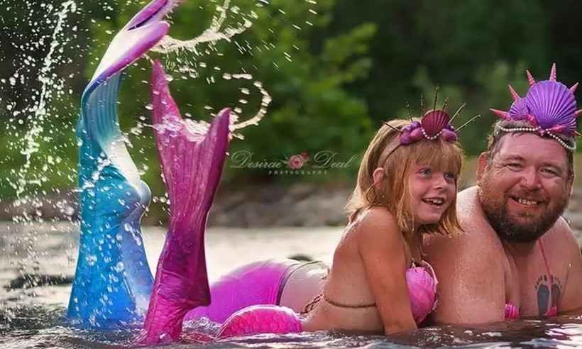 Pai atende pedido da filha e se fantasia de sereia - Desirae Deal Photography/Reprodução