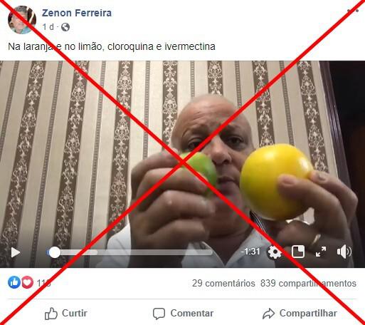 Checamos: princípios ativos da cloroquina e ivermectina não estão nas cascas de laranja e limão