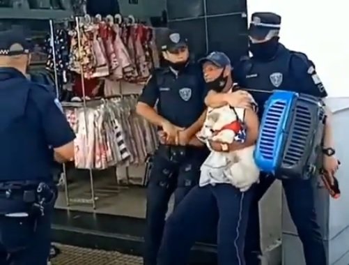 Truculência contra homem e cachorrinha causa revolta nas redes sociais; veja vídeo - Reprodução
