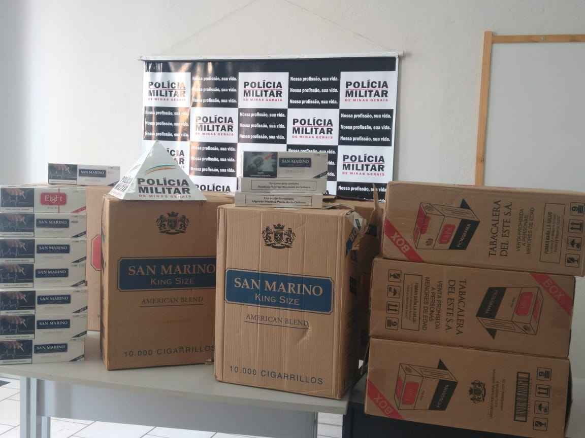Polícia apreende 5 mil maços de cigarros em Itajubá  - PM/Divulgação