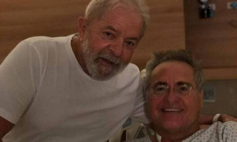 Lula quebra quarentena e tira foto sem máscara ao lado de Renan Calheiros - Redes Sociais/Reprodução