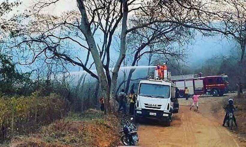 Incêndio é debelado na Serra do Mel, mas ainda exige monitoramento - Corpo de Bombeiros MG/Divulgação