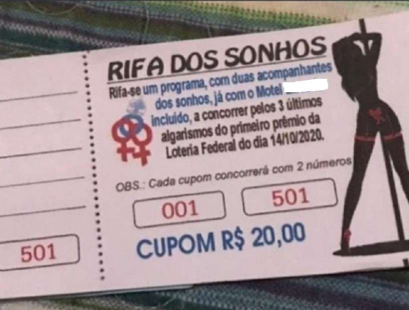 Rifa de programa sexual vira caso de polícia em cidade mineira - Reprodução