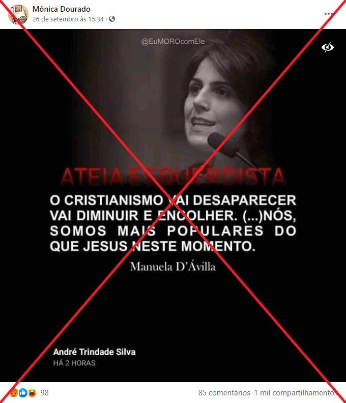 Checamos: Frase dita por John Lennon é falsamente atribuída a Manuela D'Ávila