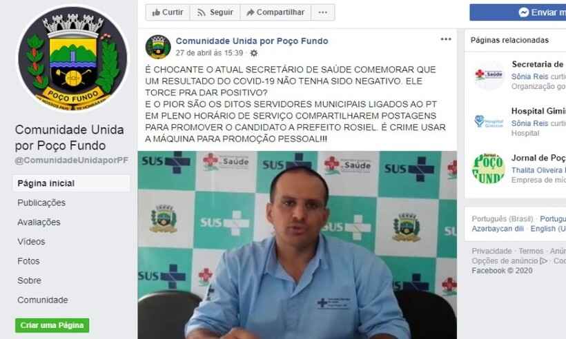 Justiça determina exclusão de postagens contra candidato a prefeito de Poço Fundo   - Reprodução/Redes Sociais