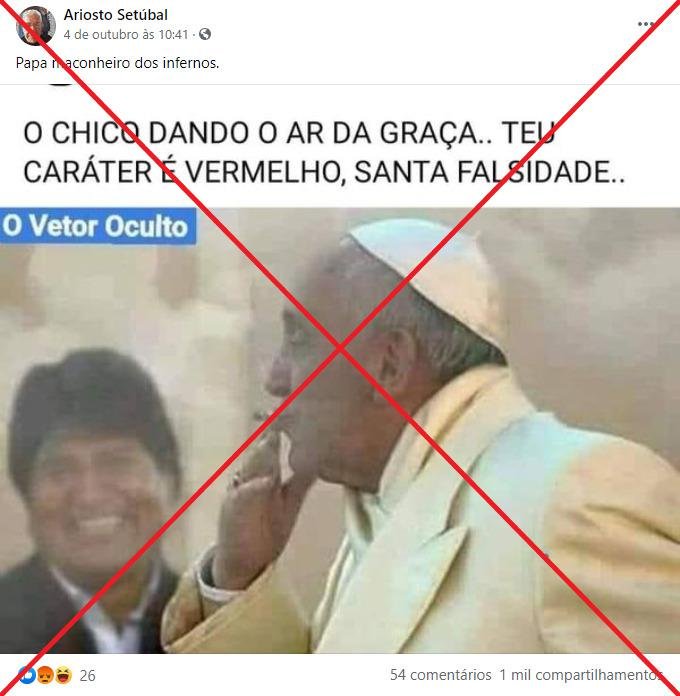 Checamos: É montagem a foto do papa Francisco fumando perto de Evo Morales