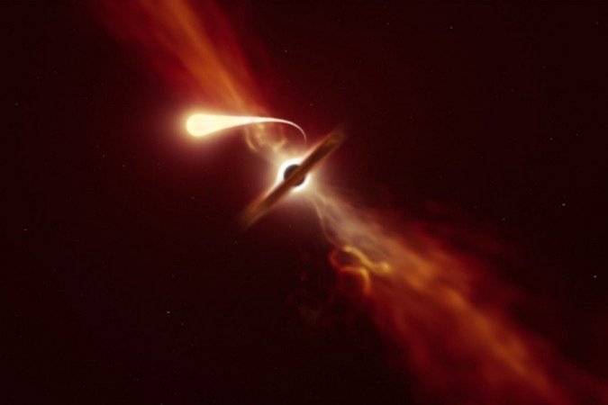 'Espaguetificado': telescópio registra estrela sendo devorada por buraco negro - ESO/M. Kornmesser