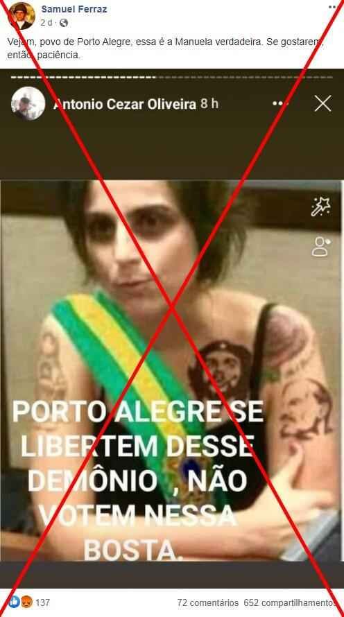 Checamos: É montagem foto de Manuela D'Ávila com tatuagens de Che Guevara e Lenin