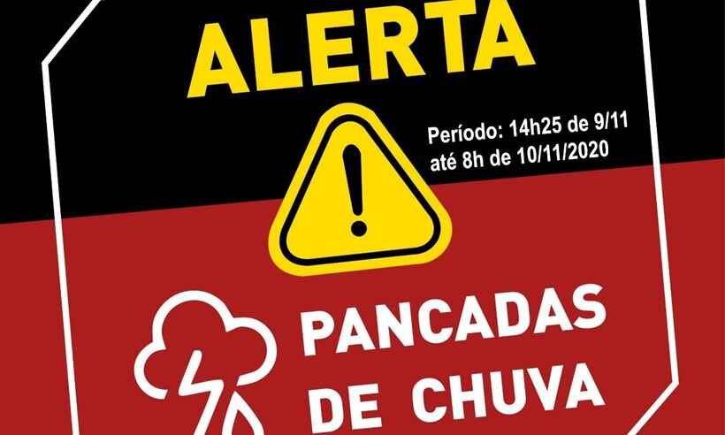 Atenção: Defesa Civil emite alerta para pancadas de chuva até a manhã de terça  - Defesa Civil de Belo Horizonte/ Divulgação
