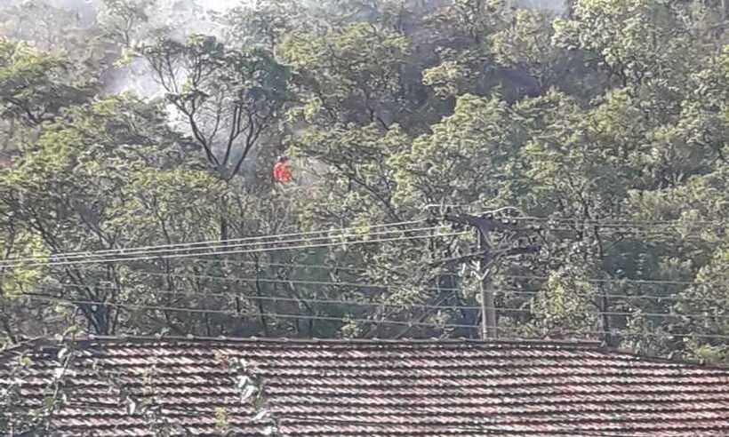 Incêndio em mata da Serra do Curral, em BH, ameaça imóveis e mobiliza bombeiros - Divulgação/Corpo de Bombeiros