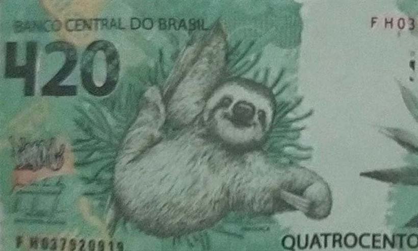 Suspeito de tráfico é preso com nota de R$ 420 ilustrada com bicho preguiça - Divulgação/Deinter 