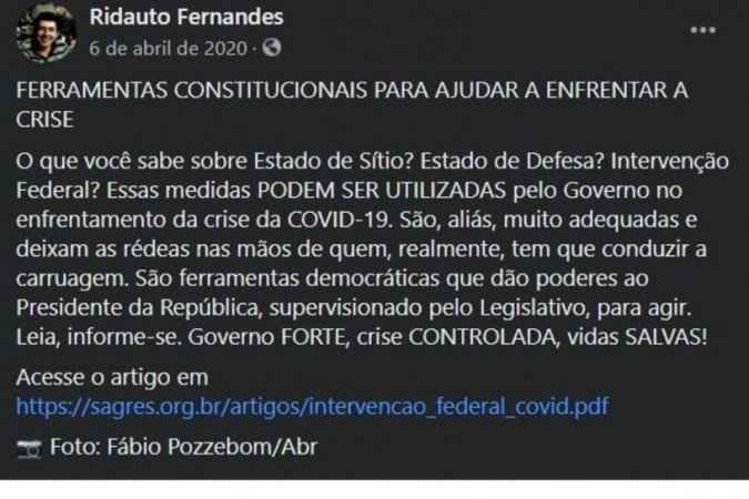 Pazuello nomeia general defensor de estado de sítio e de defesa no Brasil - Reprodução/Facebook