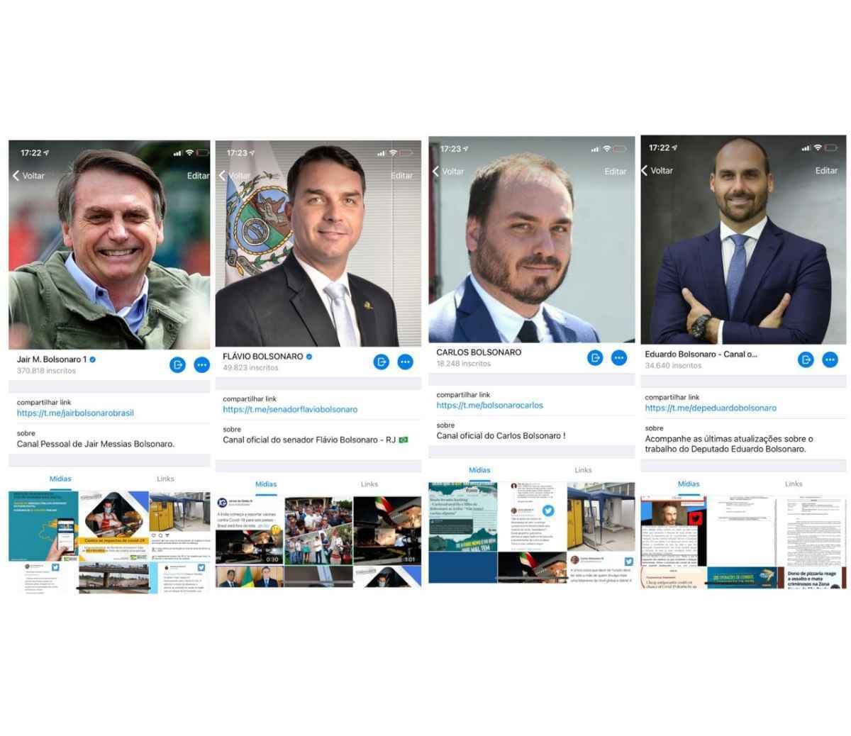 Negacionismo, fake news e autopromoção; o Telegram da família Bolsonaro - Telegram/Reprodução