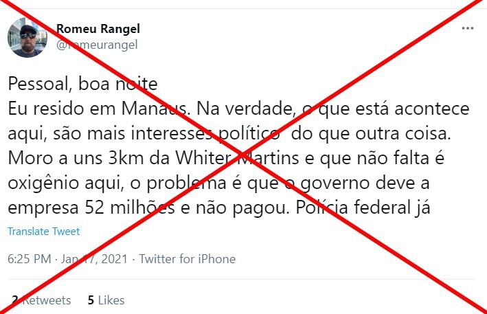O governo do Amazonas não deve R$ 52 milhões à White Martins  