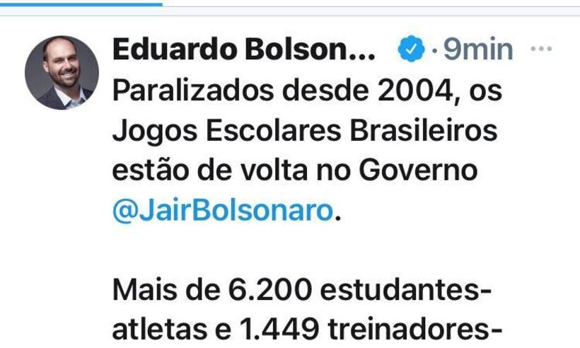 Eduardo Bolsonaro comete erro de português, e internet não perdoa - Redes Sociais/Reprodução