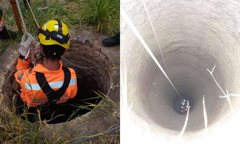 Mulher que despencou em cisterna de 20m em MG é resgatada com vida - CBMMG/Divulgação