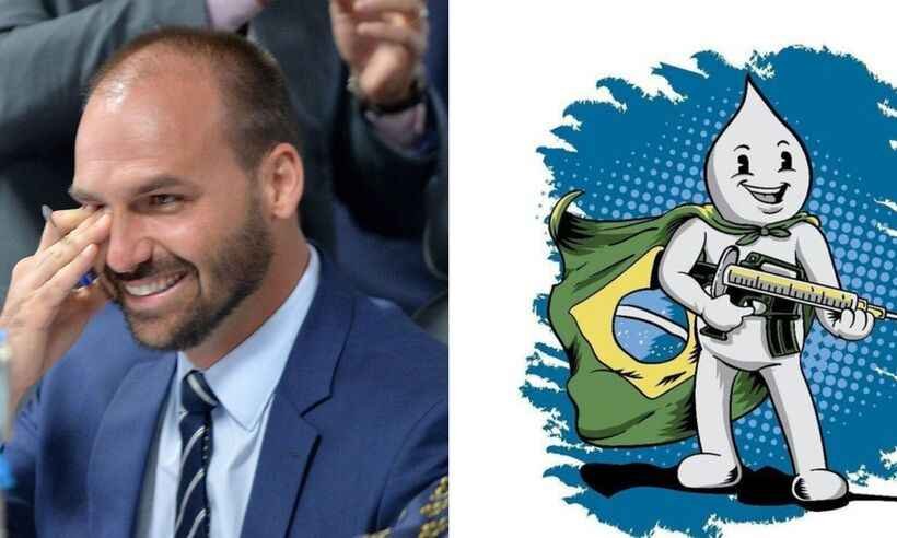 Eduardo Bolsonaro posta 'Zé Gotinha' apontando seringa como fuzil - Agência Brasil/Reprodução
Redes Sociais/Reprodução