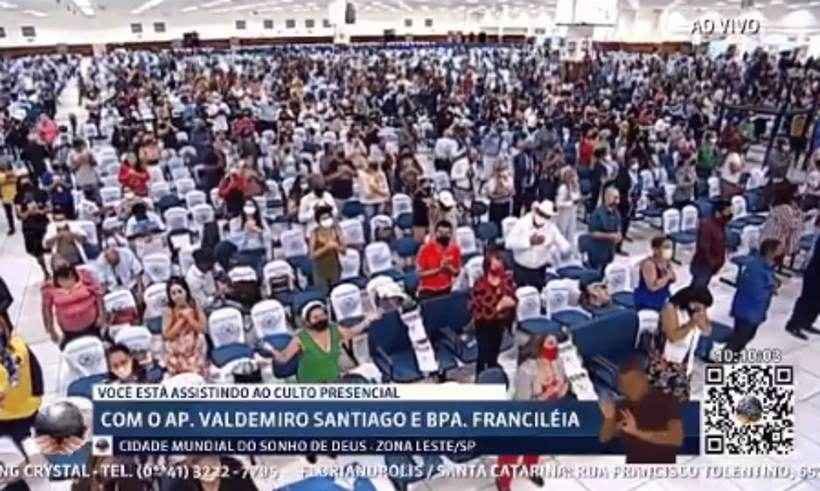 Após liberação do STF, igreja exibe culto com aglomeração em São Paulo  - Reprodução