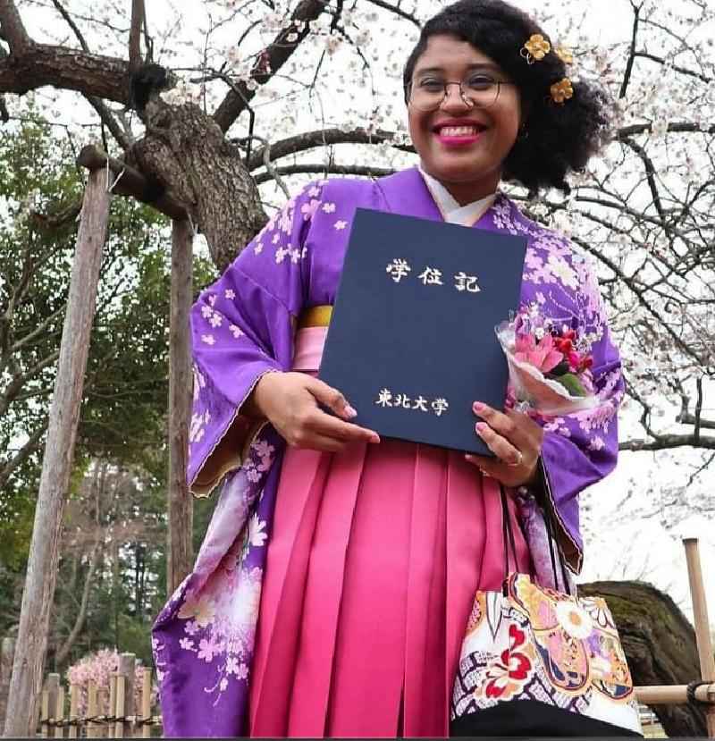 Acadêmica brasileira viraliza unindo kimono e cabelo afro no Japão - Marina Melo/Arquivo Pessoal