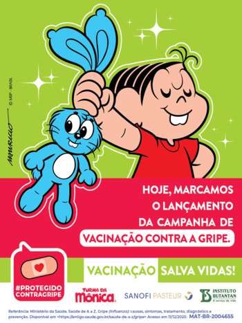 Butantan, Sanofi Pasteur e Turma da Mônica lançam campanha de vacinação - Divulgação