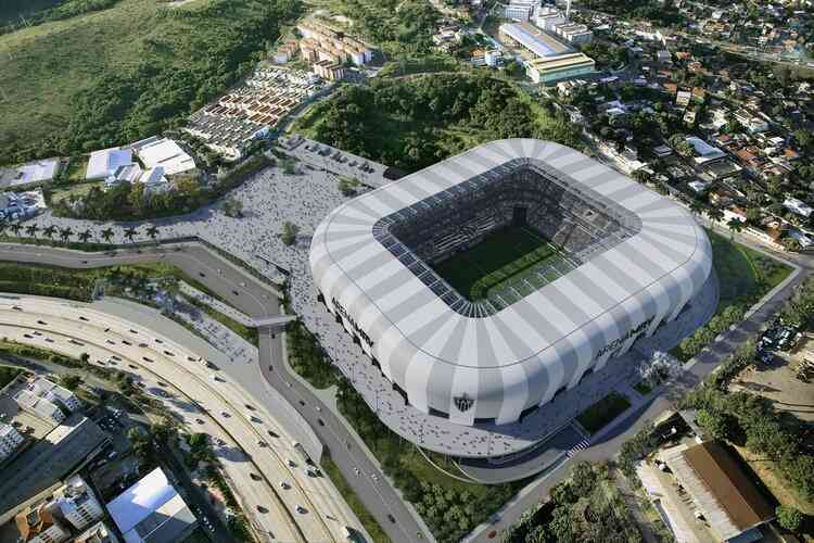 Obra da Arena MRV faz 1 ano: o que foi feito e o futuro do estádio do Galo - Expectativa é que obras terminem em outubro de 2022 (Foto: Divulgação/Arena MRV)
