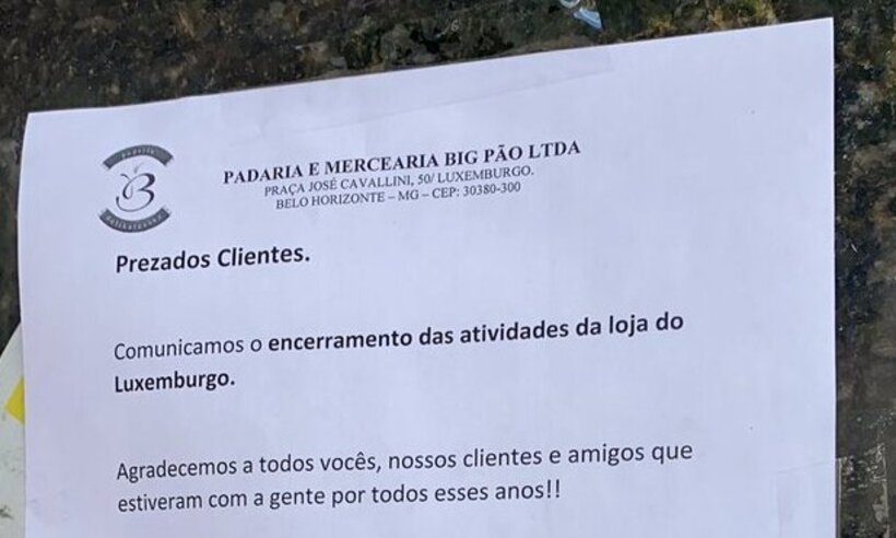 Tradicional Padaria Boníssima, no Bairro Luxemburgo, em BH, fecha as portas