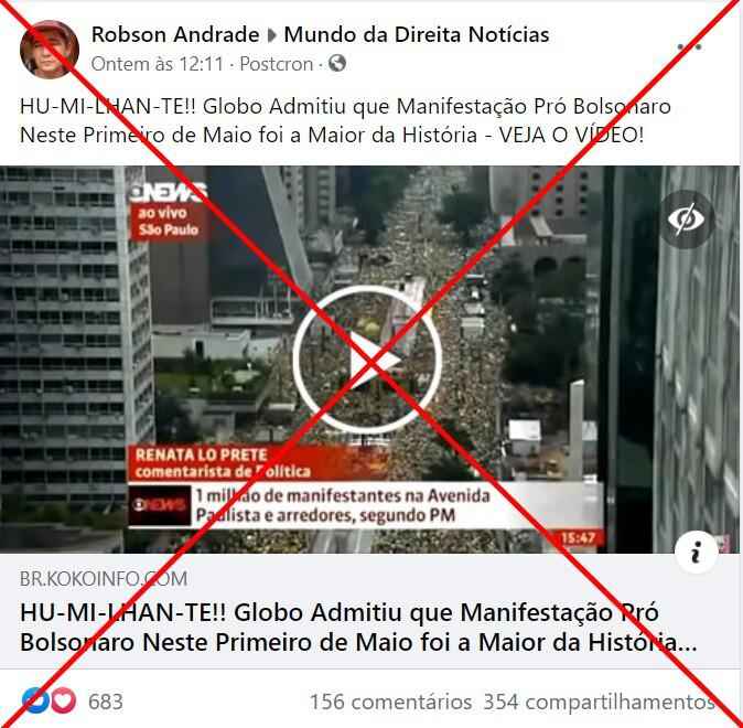 A Globo não 'admitiu' que atos pró-Bolsonaro foram os maiores da história