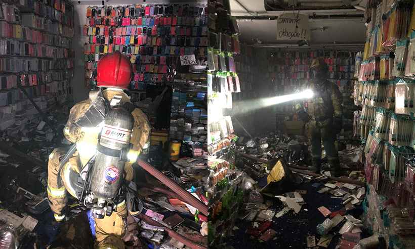 Bombeiros controlam incêndio em shopping popular de BH  - Corpo de Bombeiros de MG/ Divulgação 