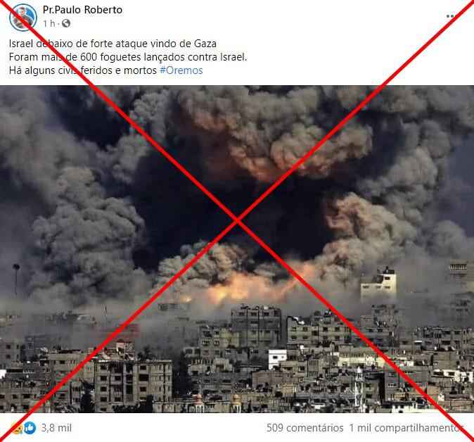 Imagem de explosão não mostra Israel sob ataque, mas bombardeio israelense contra Gaza em 2014
