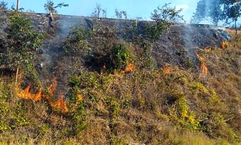 Incêndio em mata próxima à Usiminas e UFMG mobiliza bombeiros - CBMMG/Divulgação