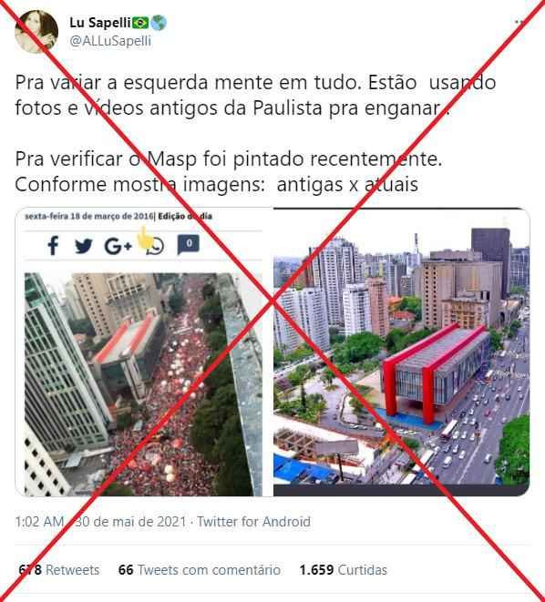 Imagem do Masp usada para provar que foto do ato contra Bolsonaro não é atual é ainda mais antiga