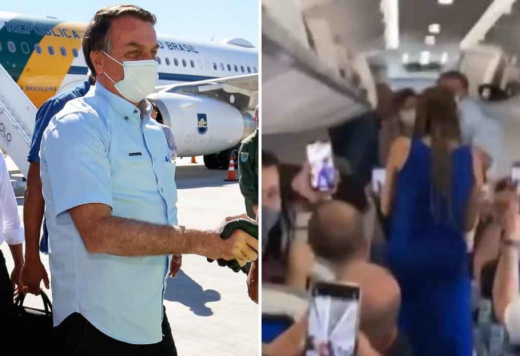 'Fora Bolsonaro!', grita passageira depois de presidente entrar em avião - Redes Sociais/Reprodução