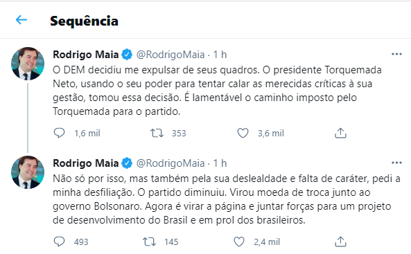 Após expulsão, Maia compara ACM a inquisidor: 'Torquemada Neto' - Redes Sociais