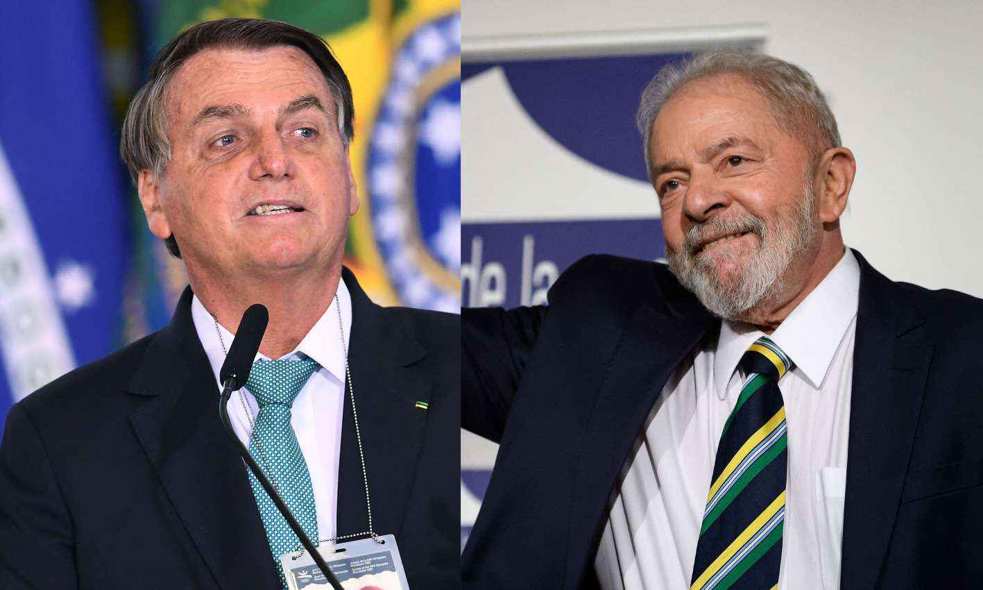 Eleições 2022: pesquisa mostra Bolsonaro e Lula empatados - AFP / EVARISTO SA e AFP / Fabrice COFFRINI