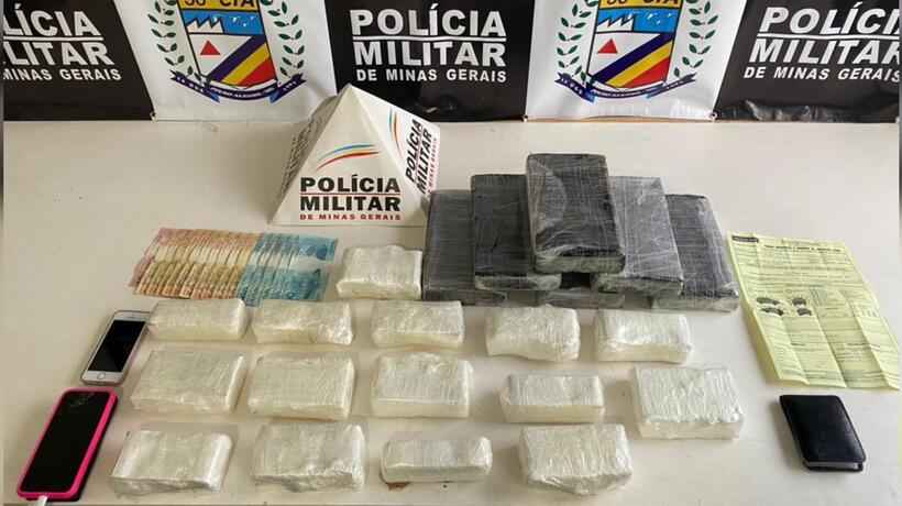 PM prende casal com cocaína avaliada em 300 mil reais, em Minas - Reprodução PMMG