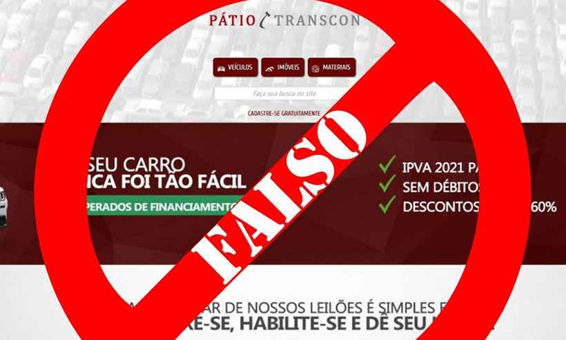 Transcon denuncia que site de leilões com nome da autarquia é falso - Transcon/Divulgação