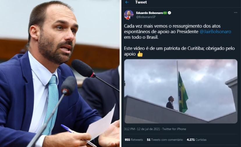 Eduardo posta vídeo de um 'patriota': 'Ato espontâneo de apoio a Bolsonaro' - Cleia Viana/Câmara dos Deputados
Redes Sociais/Reprodução