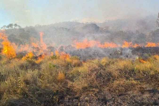 Vegetação de município na Chapada dos Veadeiros pega fogo há dois dias - Arquivo Pessoal