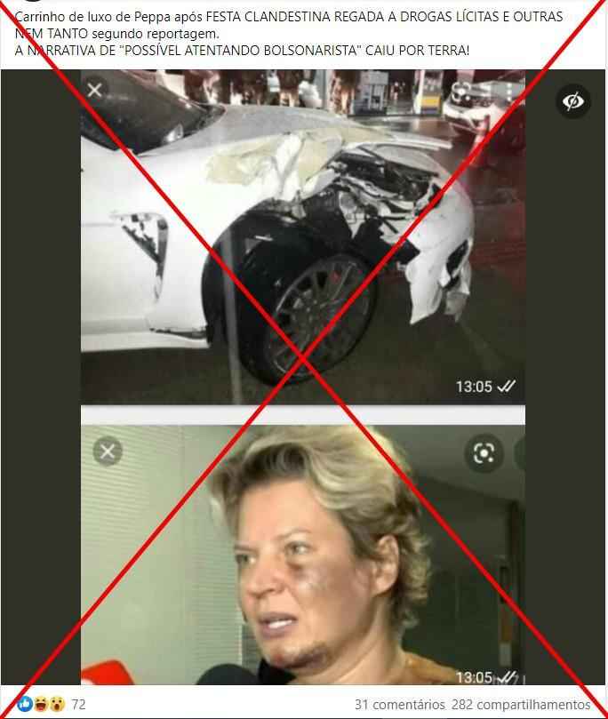 A foto de suposto carro batido de Joice Hasselmann em Brasília é de um acidente em Criciúma