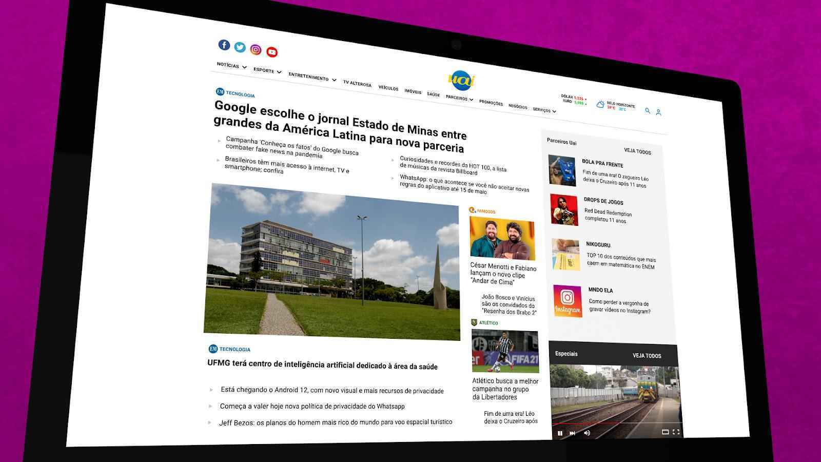 Portal Uai: mais de 20 anos de parceria com os mineiros e com o mercado - Reprodução