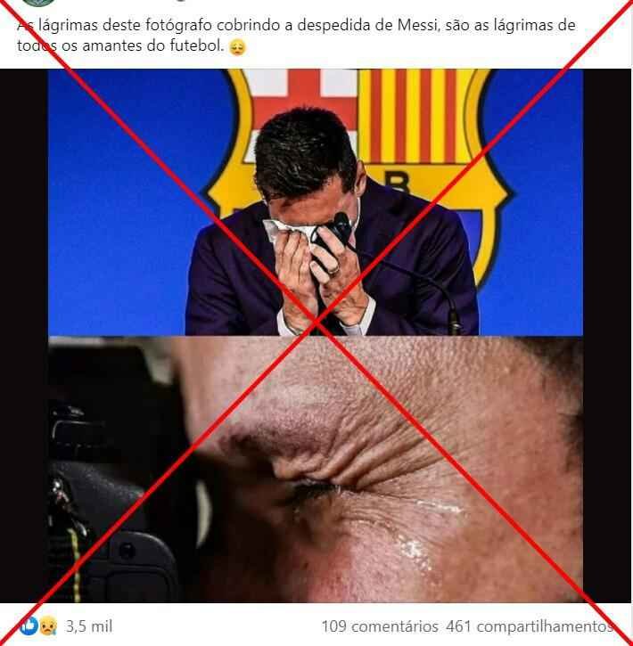 As imagens de um fotógrafo chorando não são da despedida de Messi